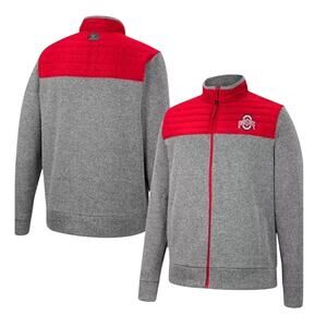 Colosseum Men's Gray Scarlet Ohio State Buckeyes Putter Herringbone Jacket XL